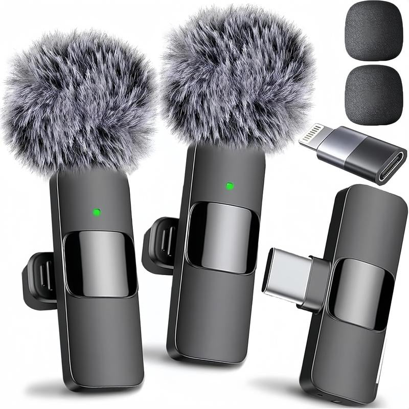 Wireless Lavalier Microphone for Iphone - Android, Ipad, Tablets, Bluetooth Mini Microphone with Noise Canceling,65Ft Transmission,6H Battery Life, Professional Lapel Mic for Video Recording
