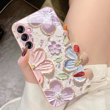 Oil Painting Flowers for Samsung Galaxy A14 4G 20 30 52 20S 21S 22 A32 33 34 42 50 51 53 54 70 71 72 73 5G Glass Phone Case
