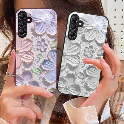 Oil Painting Flowers for Samsung Galaxy A14 4G 20 30 52 20S 21S 22 A32 33 34 42 50 51 53 54 70 71 72 73 5G Glass Phone Case
