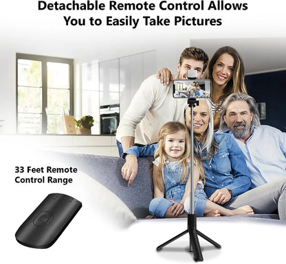 Selfie Stick, 40In Retractable  with Remote, 2 Level Fill Light, Selfie Tripod for Iphone Android