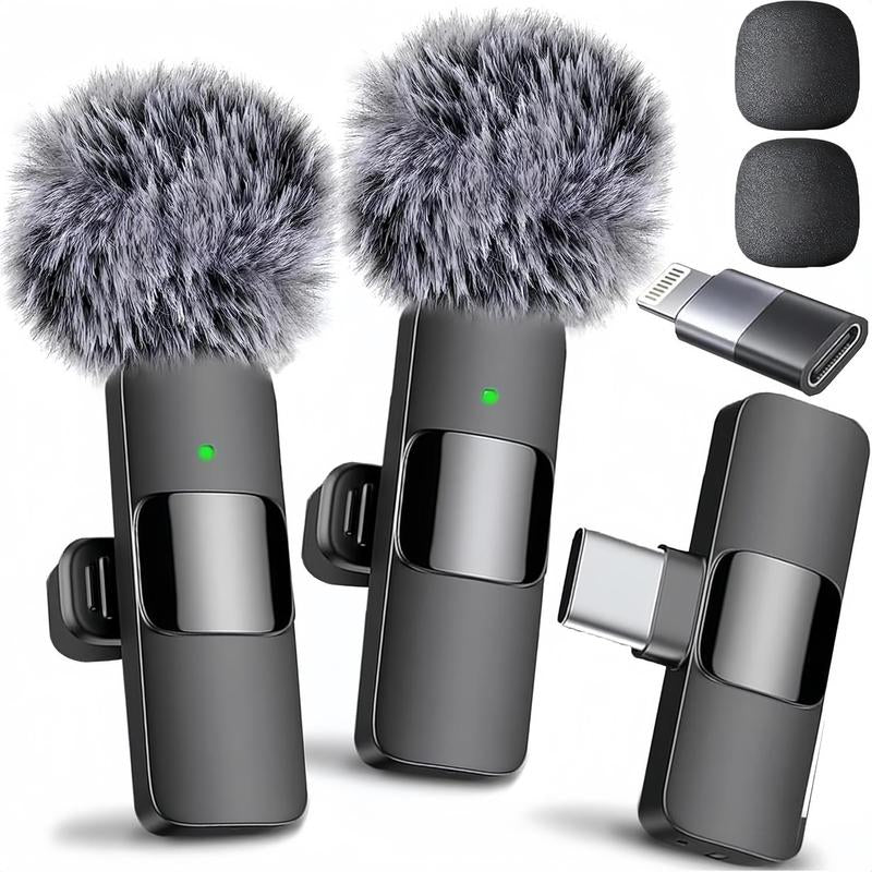 Wireless Lavalier Microphone for Iphone - Android, Ipad, Tablets, Bluetooth Mini Microphone with Noise Canceling,65Ft Transmission,6H Battery Life, Professional Lapel Mic for Video Recording