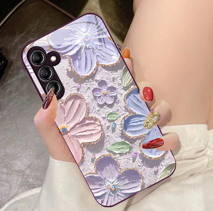 Oil Painting Flowers for Samsung Galaxy A14 4G 20 30 52 20S 21S 22 A32 33 34 42 50 51 53 54 70 71 72 73 5G Glass Phone Case