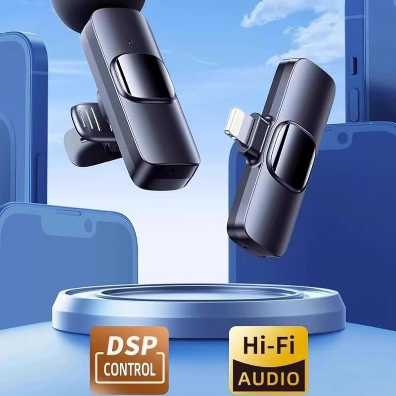 Wireless Lavalier Microphone for Iphone - Android, Ipad, Tablets, Bluetooth Mini Microphone with Noise Canceling,65Ft Transmission,6H Battery Life, Professional Lapel Mic for Video Recording