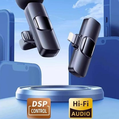 Wireless Lavalier Microphone for Iphone - Android, Ipad, Tablets, Bluetooth Mini Microphone with Noise Canceling,65Ft Transmission,6H Battery Life, Professional Lapel Mic for Video Recording