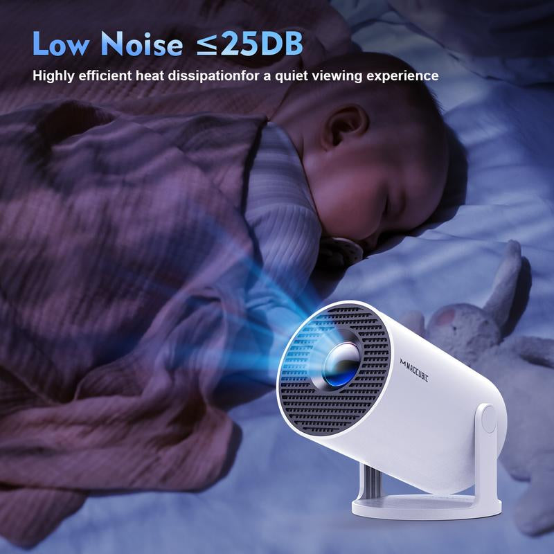 [US Warehouse] Magcubic Hy300Pro Projector 290ANSI Dual Wifi6 4K 1080P Decode Auto Keystone Correction Wireless BT5.4 130"Screen 1280*720P Android 11 Built-In Speaker Allwinner H713 180° Rotatable Mini Portable Home Cinema Outdoor Audio Black Friday Gift