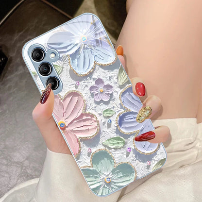 Oil Painting Flowers for Samsung Galaxy A14 4G 20 30 52 20S 21S 22 A32 33 34 42 50 51 53 54 70 71 72 73 5G Glass Phone Case